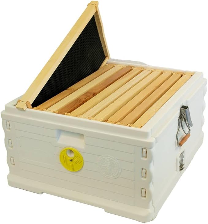 Apimaye Insulated Deep Super with 10 Wood Frames with Premier Double Waxed Foundation. (White Body