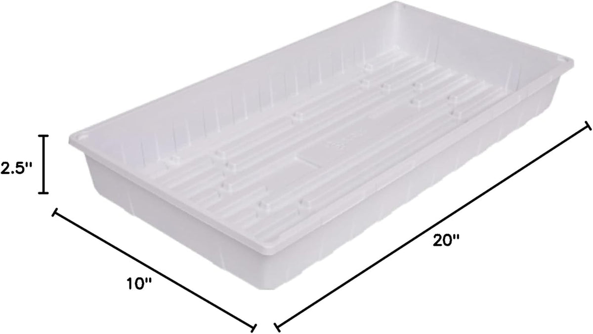 SUNPACK 10" x 20" Plastic Seed Starting Tray, White, 2.5" (Pack of 10) - No Drainage Holes, Perfect