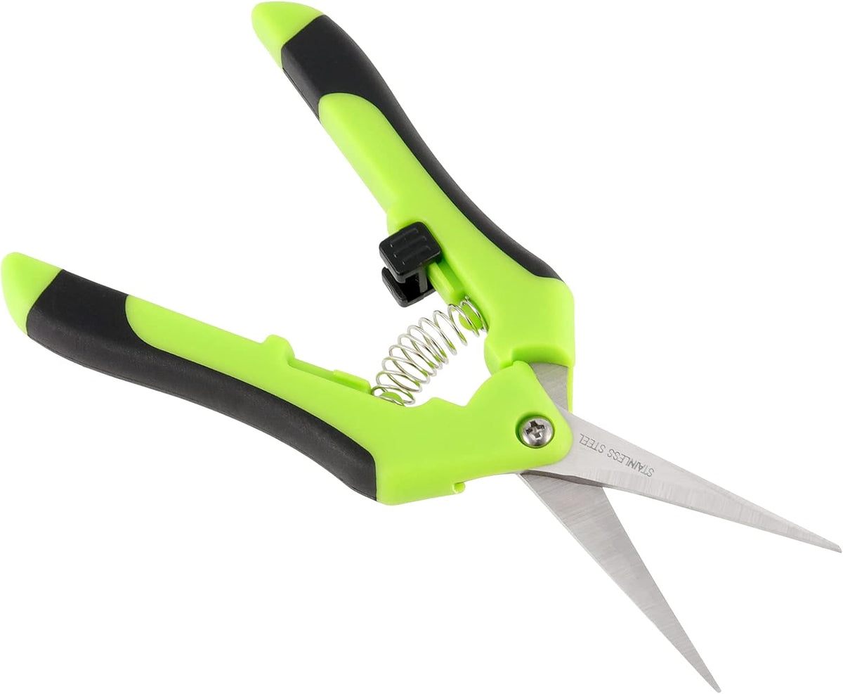 PINGEUI 12 Pack 6.5 Inches Green Micro Tip Pruning Snips, Bud Trimming Scissors with Straight Tip