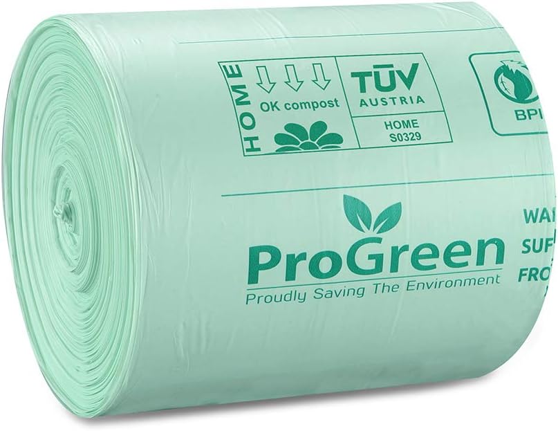 ProGreen Compostable Trash Bags, Extra Thick, Compost Kitchen Bin Bags, Food Scraps Yard Waste
