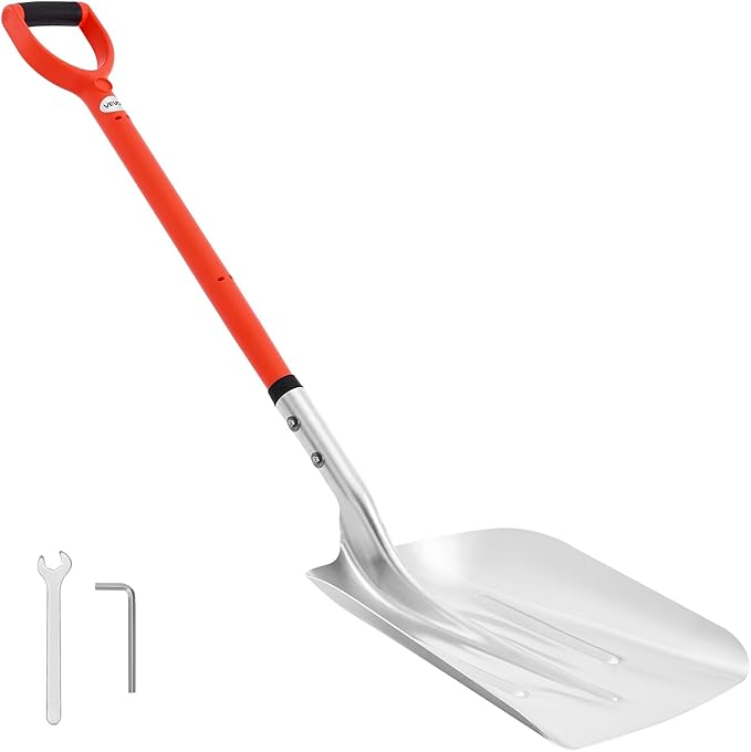 VEVOR Snow Shovel for Driveway, 14 in Wide Aluminum Alloy Snow Shovel with D-Shaped Handles, Large