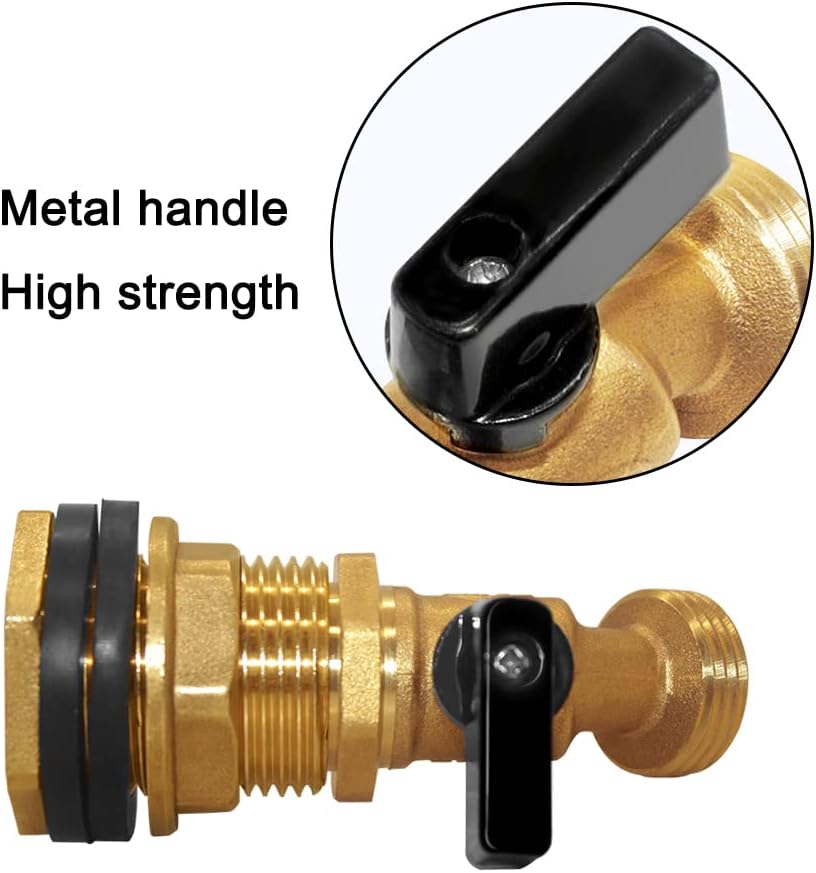 Joywayus Brass Water Container/Rain Barrel Spigot 3/4" Threaded Quarter Turn Ball Valve & 3/4"