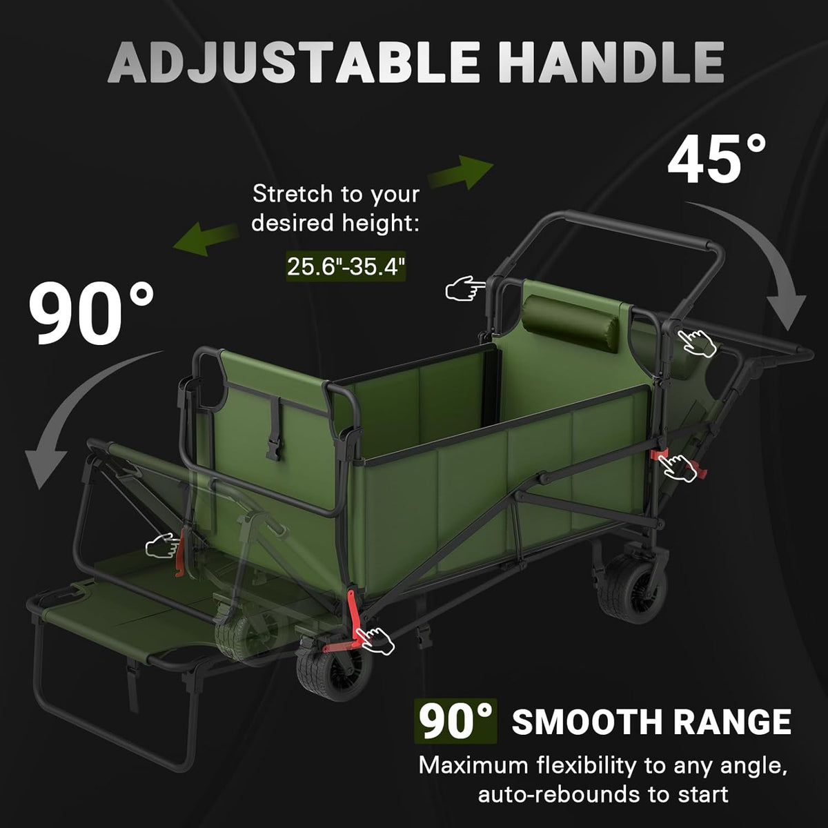 LEVELEVE Heavy Duty Folding Wagon - 2-in-1 Collapsible Cart, 650lb Capacity, All-Terrain Wheels