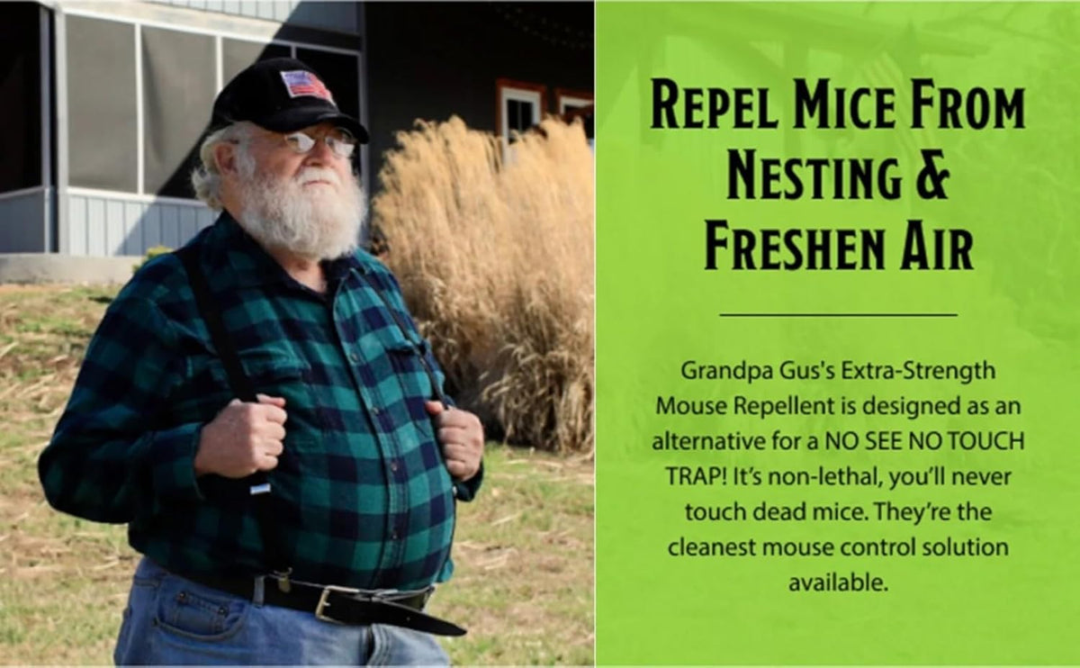 Grandpa Gus's Extra-Strength Mouse Repellent Pouches, Cinnamon/Peppermint Oils Repel Mice from