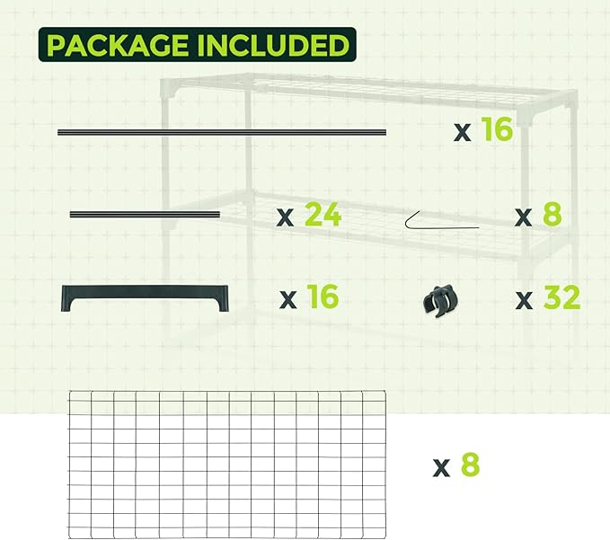 EAGLE PEAK Greenhouse Shelving Staging Double 4 Tier, Outdoor/Indoor Plant Shelves, 35"x12"x42"