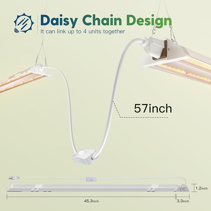 FREELICHT 6 Pack 4ft LED Grow Light, 60W (350W Equivalent), Sunlike Full Spectrum Integrated Plant