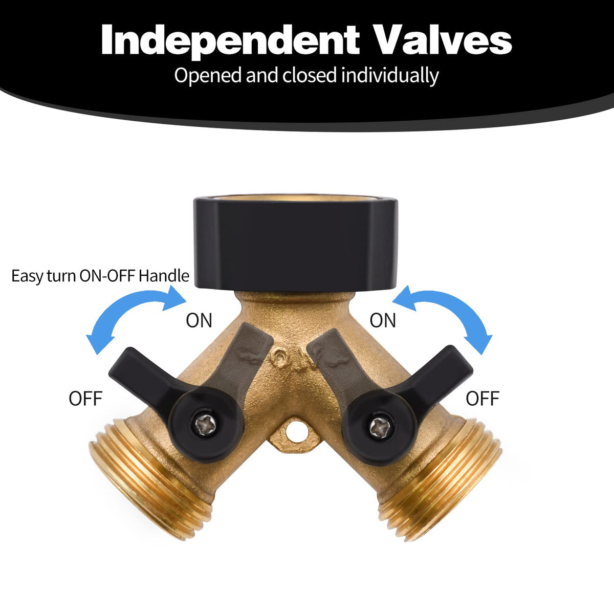 4 Pack Hose Splitter, 2 Way Heavy Duty Brass Garden Hose Splitter, for 3/4" Hose Connector, Brass