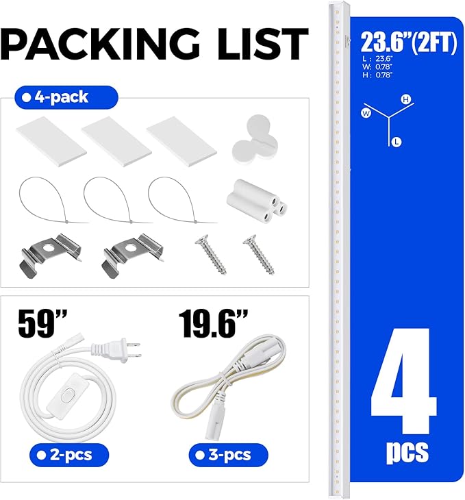 Barrina Grow Lights for Indoor Plants Full Spectrum, 2ft 40W (4 x 10W), T5 Plant Lights for Indoor