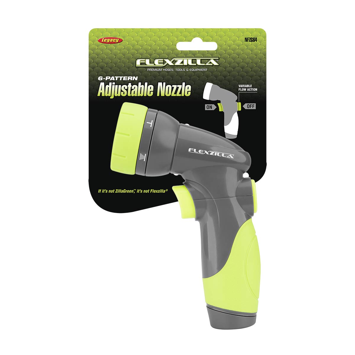 Flexzilla 6-Pattern Adjustable Garden Hose Nozzle Sprayer with Easy to Use on/off toggle & Durable