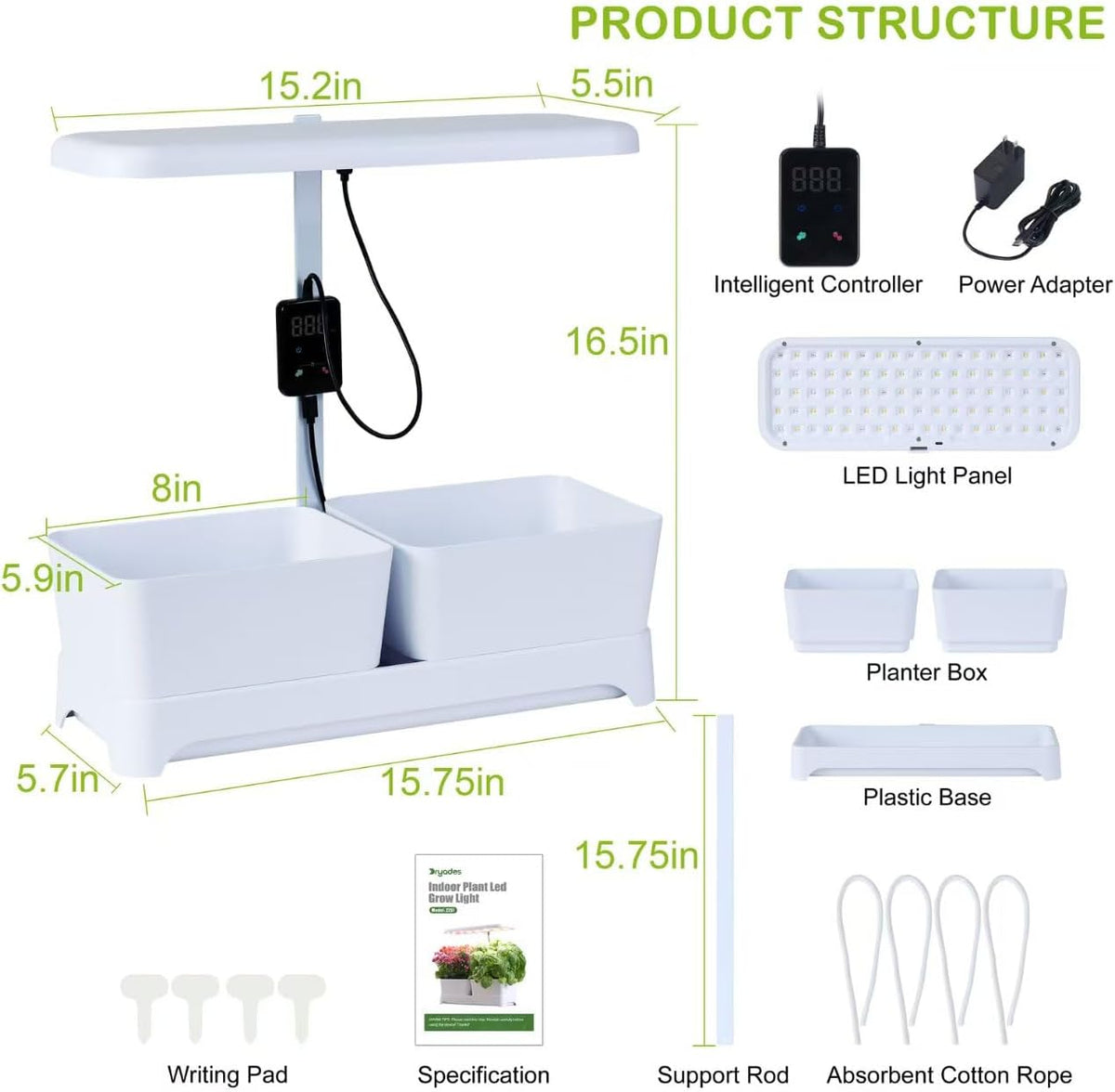 Indoor Garden Led Grow Light Planter Pots, Herb Kitchen Garden Grow Kit, Full Spectrum LED Plant