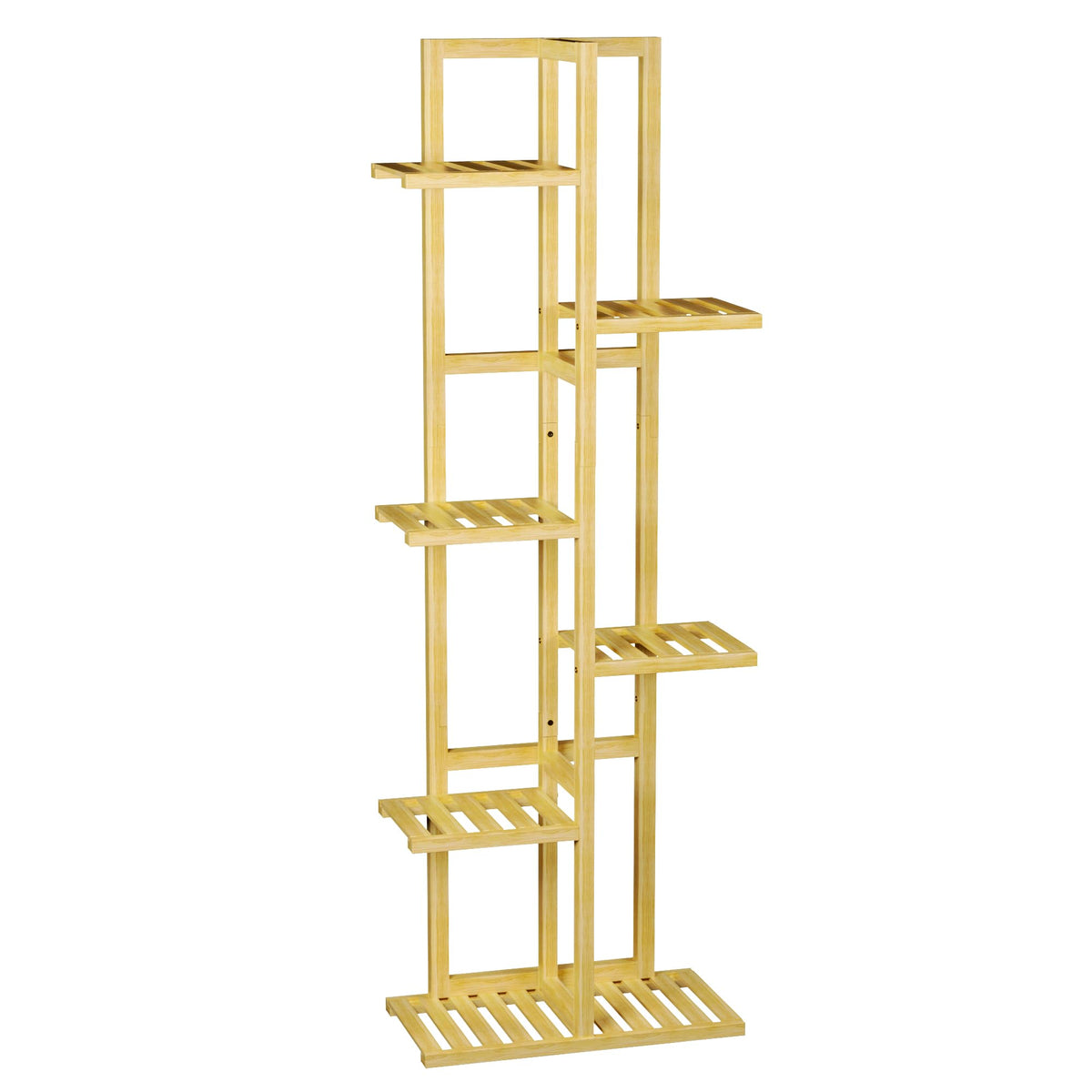 ROMGUAR CRAFT 6 Tier Bamboo Plant Stand Indoor, Wood Tall Flower Holder Corner Tiered Plant Shelf