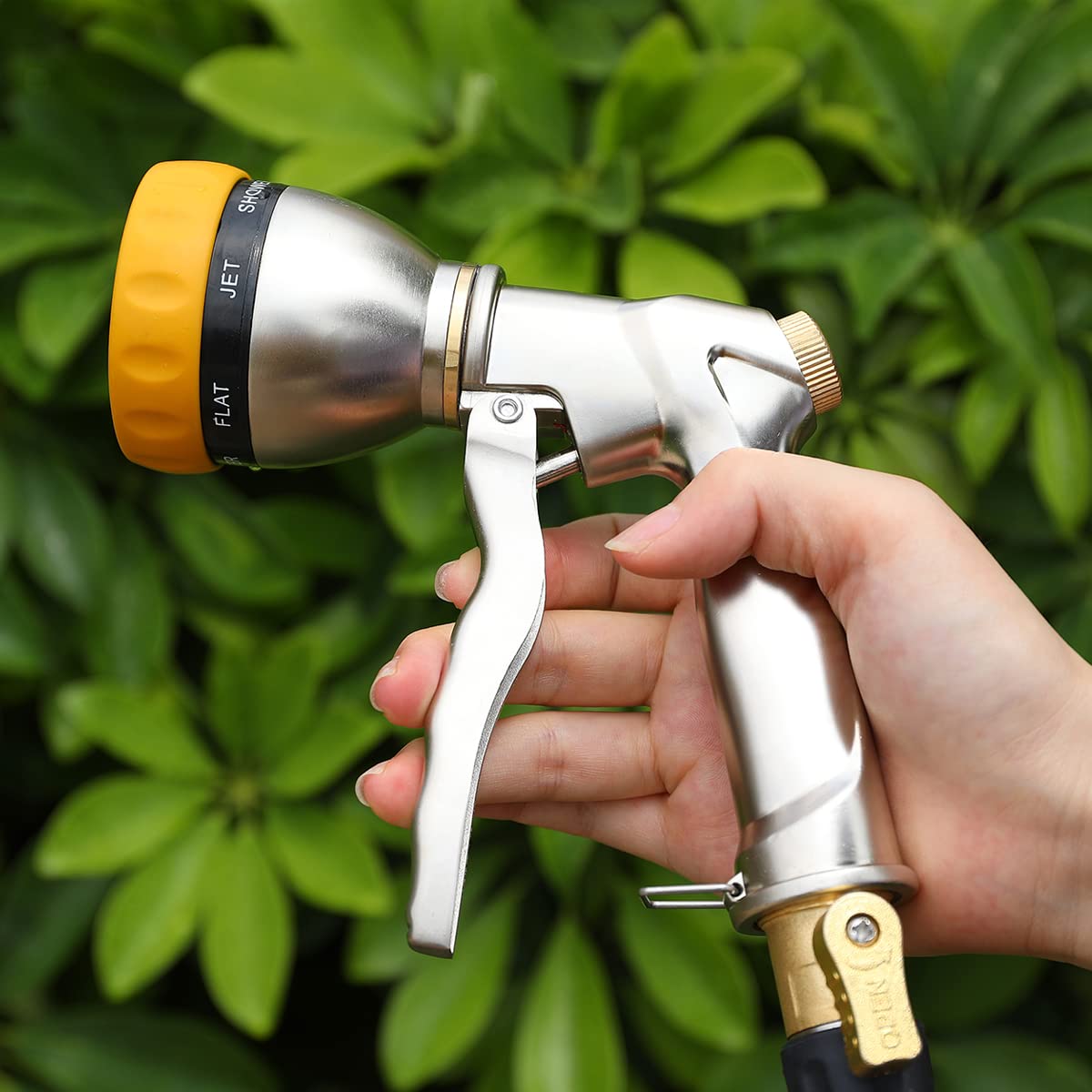 FANHAO Metal Garden Hose Nozzle Heavy Duty, 7 Adjustable Spray Patterns