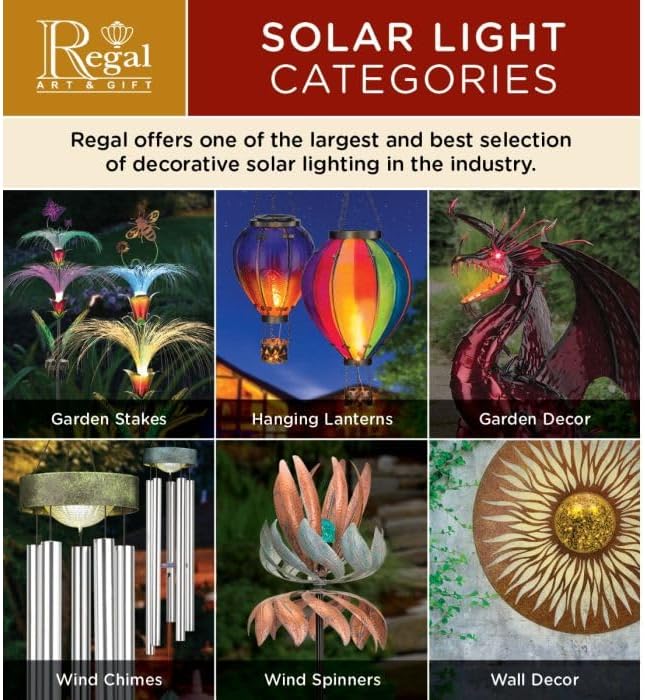 Regal Art & Gift Hot Air Balloon Solar Lantern – Hanging Solar-Powered LED Lights, Waterproof
