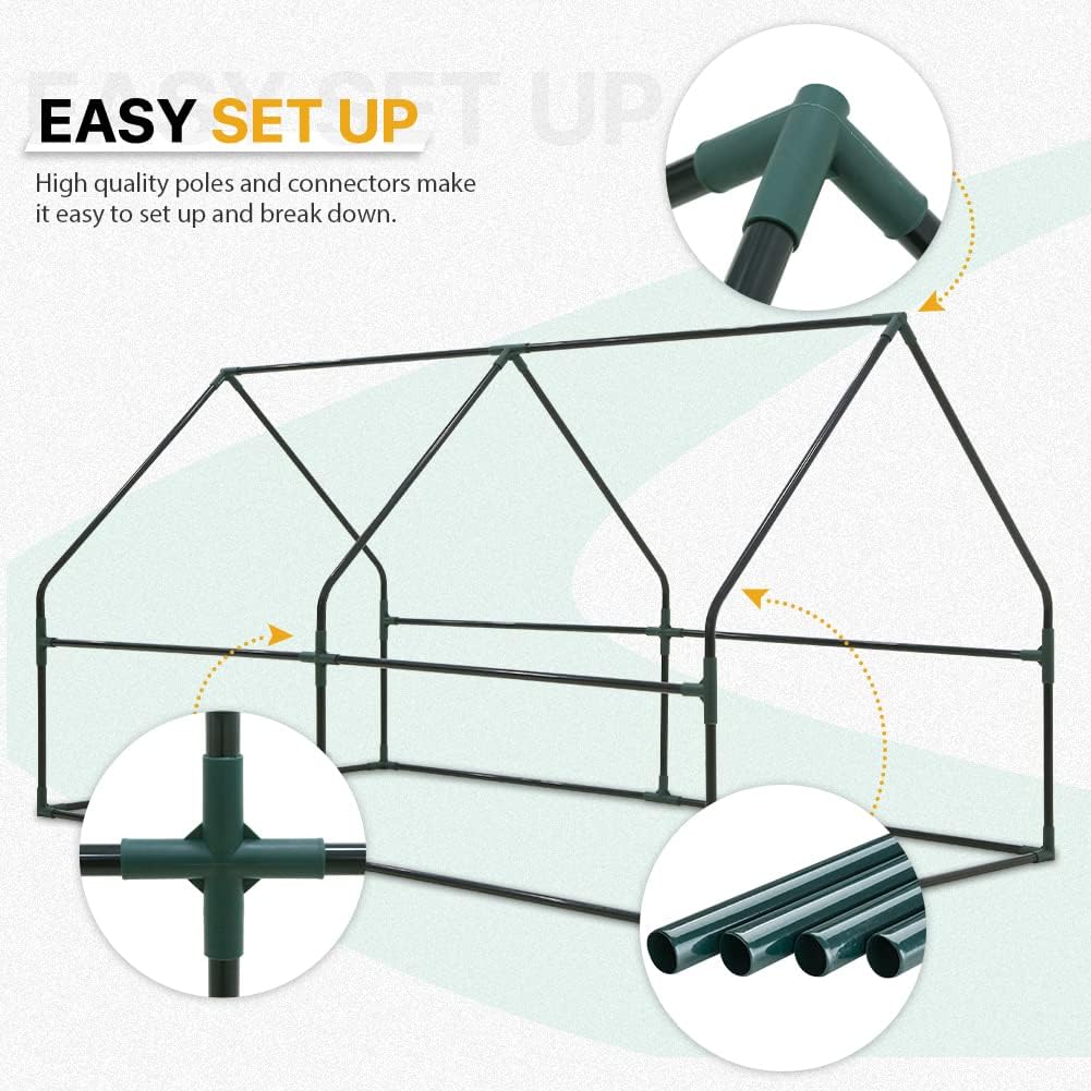 EAGLE PEAK Tunnel Greenhouse Garden Green House with Roll-Up Zipper Doors, Portable, 71"x36"x36"