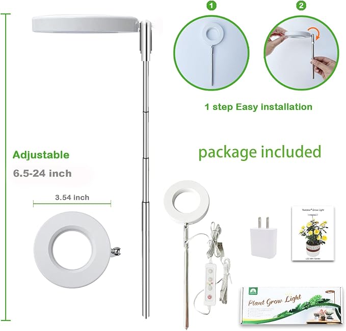 yadoker Plant Grow Light, LED Growing Light Full Spectrum for Indoor Plants,Height Adjustable