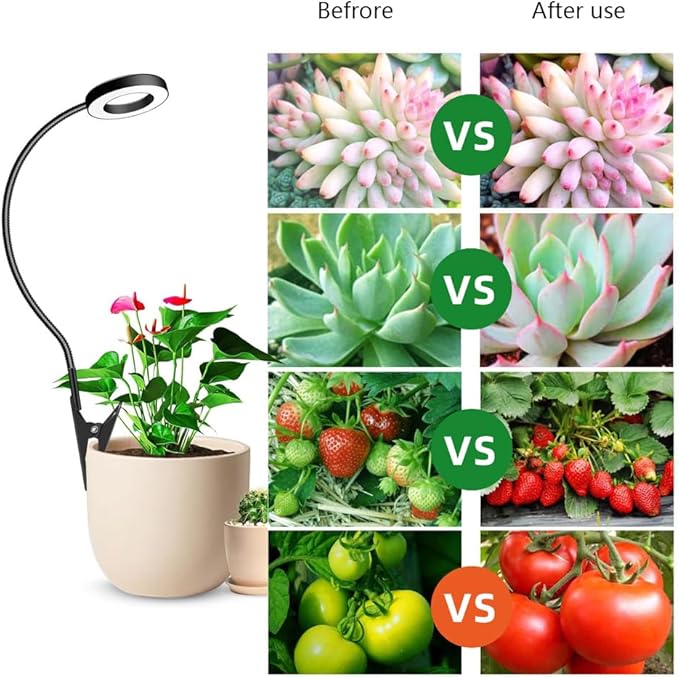 Plant Grow Light, 48 LEDs Full Spectrum Grow Lights for Indoor Plants, Height Adjustable Small Halo