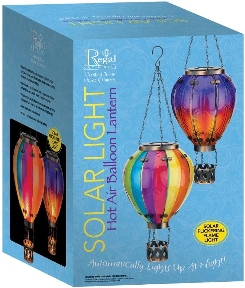 Regal Art & Gift Hot Air Balloon Solar Lantern – Hanging Solar-Powered LED Lights, Waterproof