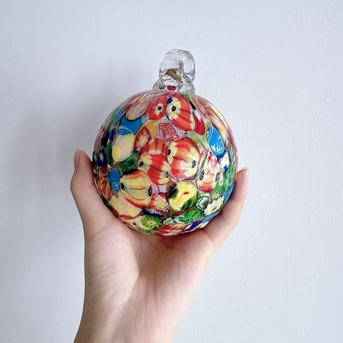 Yao Yuan 4 Inch Garden Hanging Gazing Ball Hand-Blown Glass for Hanging Gardens Window Outdoor