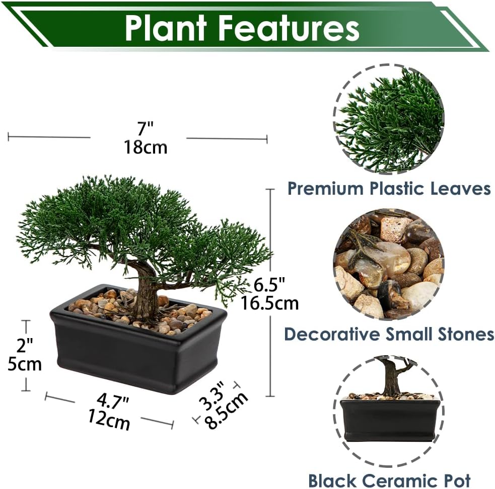 Artificial Bonsai Tree Juniper Faux Plants Indoor Fake Plants Decor with Ceramic Pots for Home