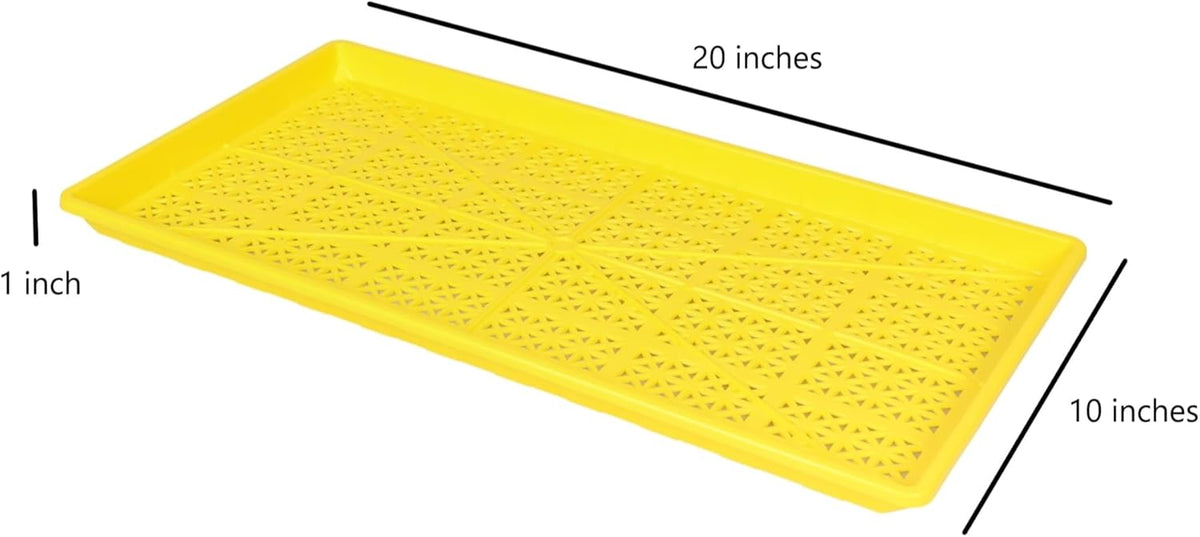 SUNPACK 10" x 20" Heavy Duty Mesh Plastic Seed Starting Tray, Yellow, 1" - Ensures Water Drainage