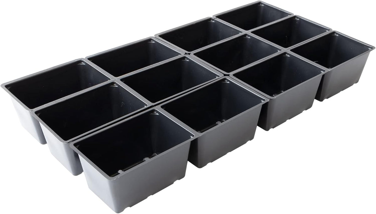 12 Cell Plant Tray Inserts - Pack of 10 - One Dozen Perforated Planter Cells with Drain Holes - for