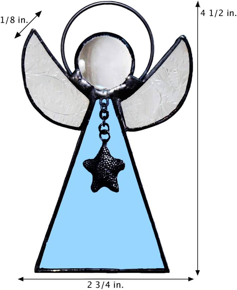 Angel Ornament Sun Catcher Blue Stained Glass Window Hanging Christmas Tree Decoration J Devlin ORN