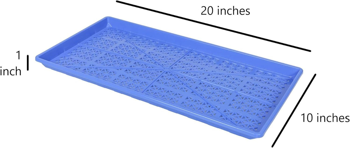SUNPACK 10" x 20" Heavy Duty Mesh Plastic Seed Starting Tray, Blue, 1" (Pack of 30) - Ensures Water