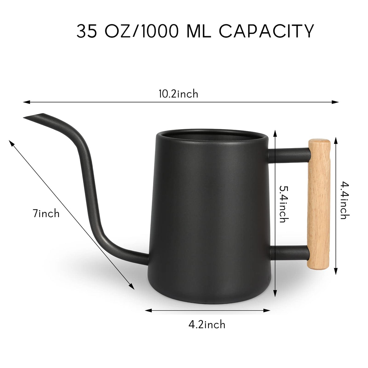 Watering Can for Indoor Plants, 35 oz/1000 ml Metal Stainless Steel Pot with Long Spout for House
