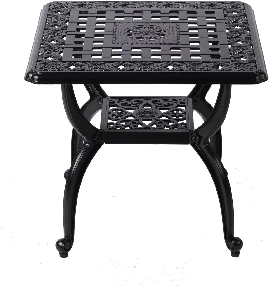21" Cast Aluminum Outdoor Side Table,Small Patio Table,Outdoor Coffee Tables for