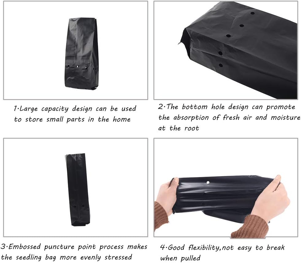 100 PCS Thicken Plastic Nursery Bags for Plants Fruit Flower Grow Bags Seedling Pots (7.87x11.81 in)