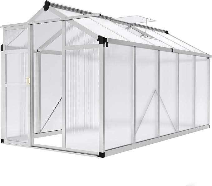 Garvee 6x10 ft Greenhouse - Aluminum Greenhouses for Outdoors, Large Polycarbonate Greenhouse with