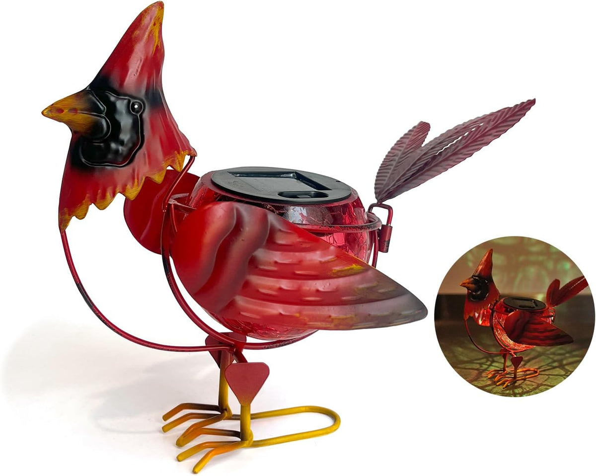 HONGLAND Solar Cardinal Statue Light, Animal LED Lights Outdoor, Solar Power Figurine Waterproof