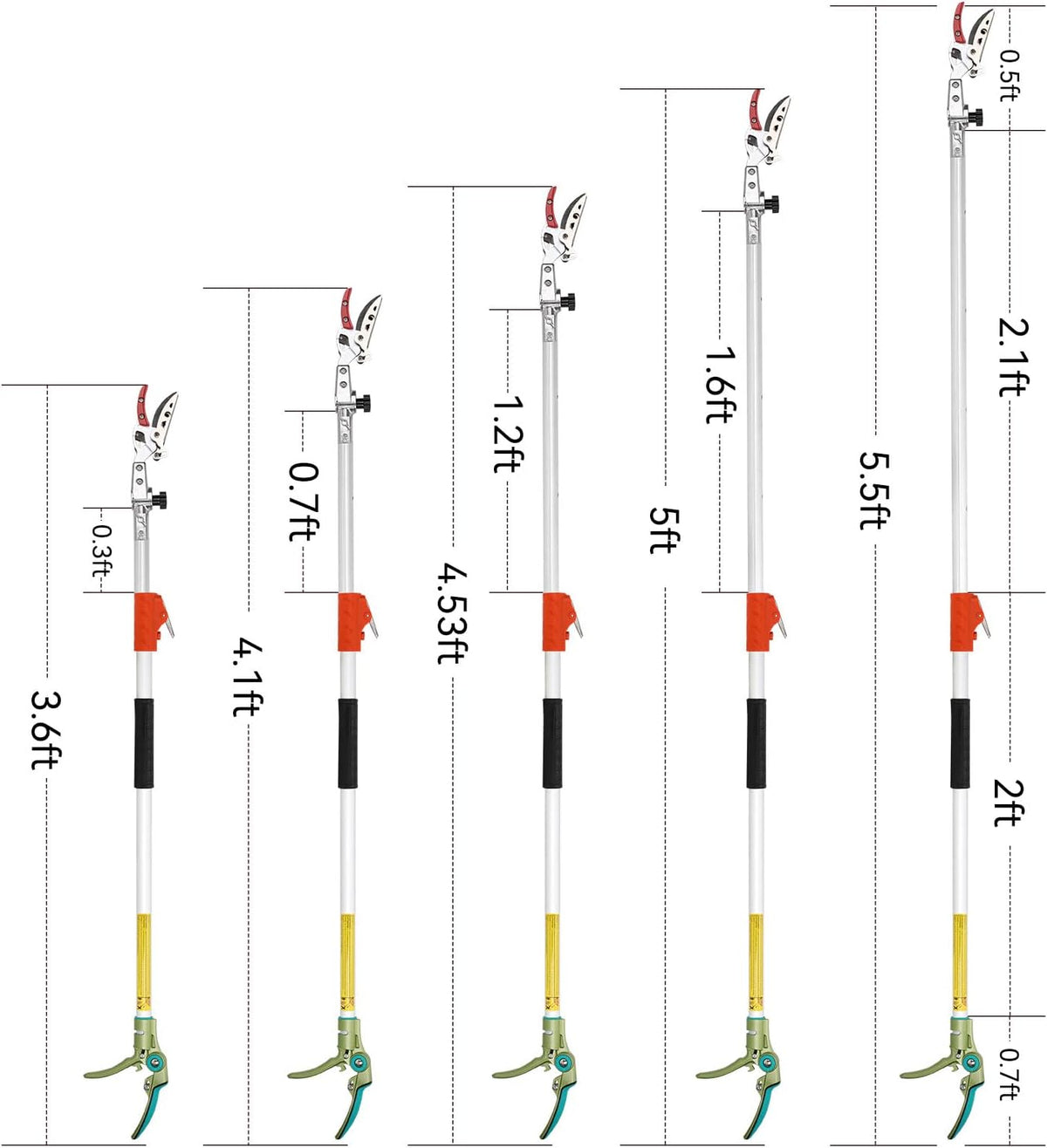 Extendable Tree Cutter, 3.67-5.45 FT Telescopic Pole Pruner, Lightweight Aluminum Handle