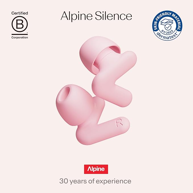 Alpine Silence Earplugs for Sleep, Focus & Travel - V-Shape Snug Fit & Soft Oval Tips – 4 Sizes