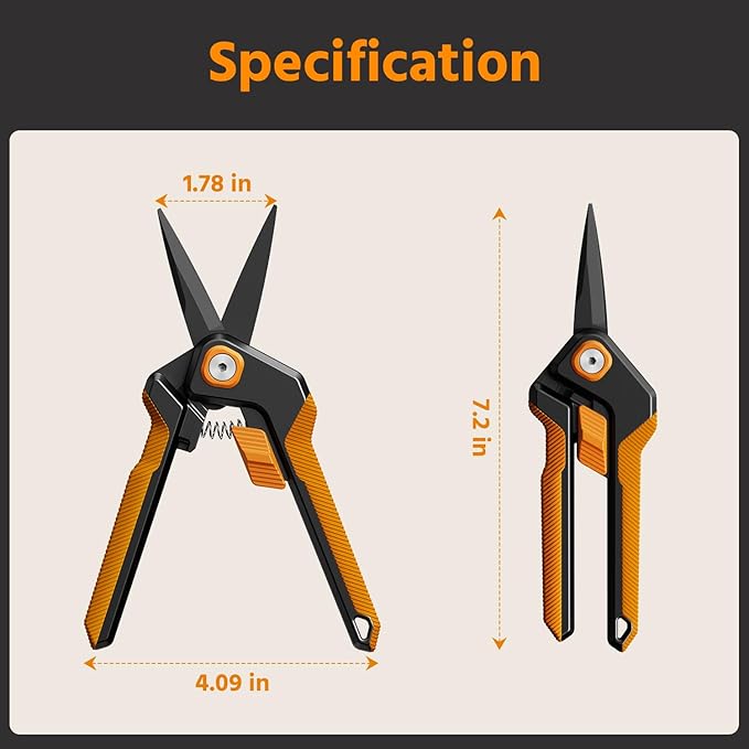 PrunePro Garden Scissors Pruning Shears Sharp Stainless Steel Non-Stick Teflon Coating Blade for