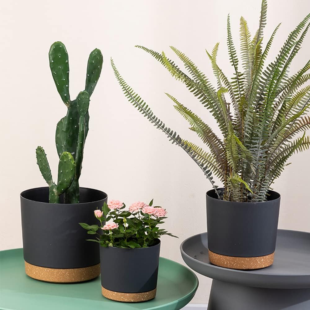 ZMTECH Plant Pots, Set of 6 6.5'' Self Watering Plastic Planter with Drainage Hole and