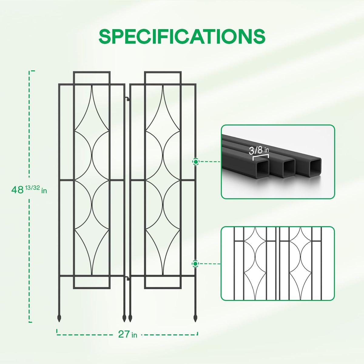 IDZO 2-Piece Diamonds Design Decoration Trellis, Metal Decorative Trellis for Climbing Plants