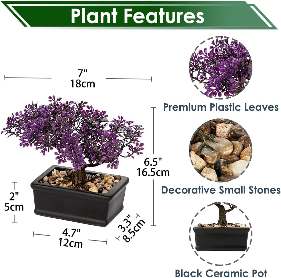 Artificial Bonsai Tree Juniper Faux Plants Indoor Fake Plants Decor with Black Ceramic Pots for