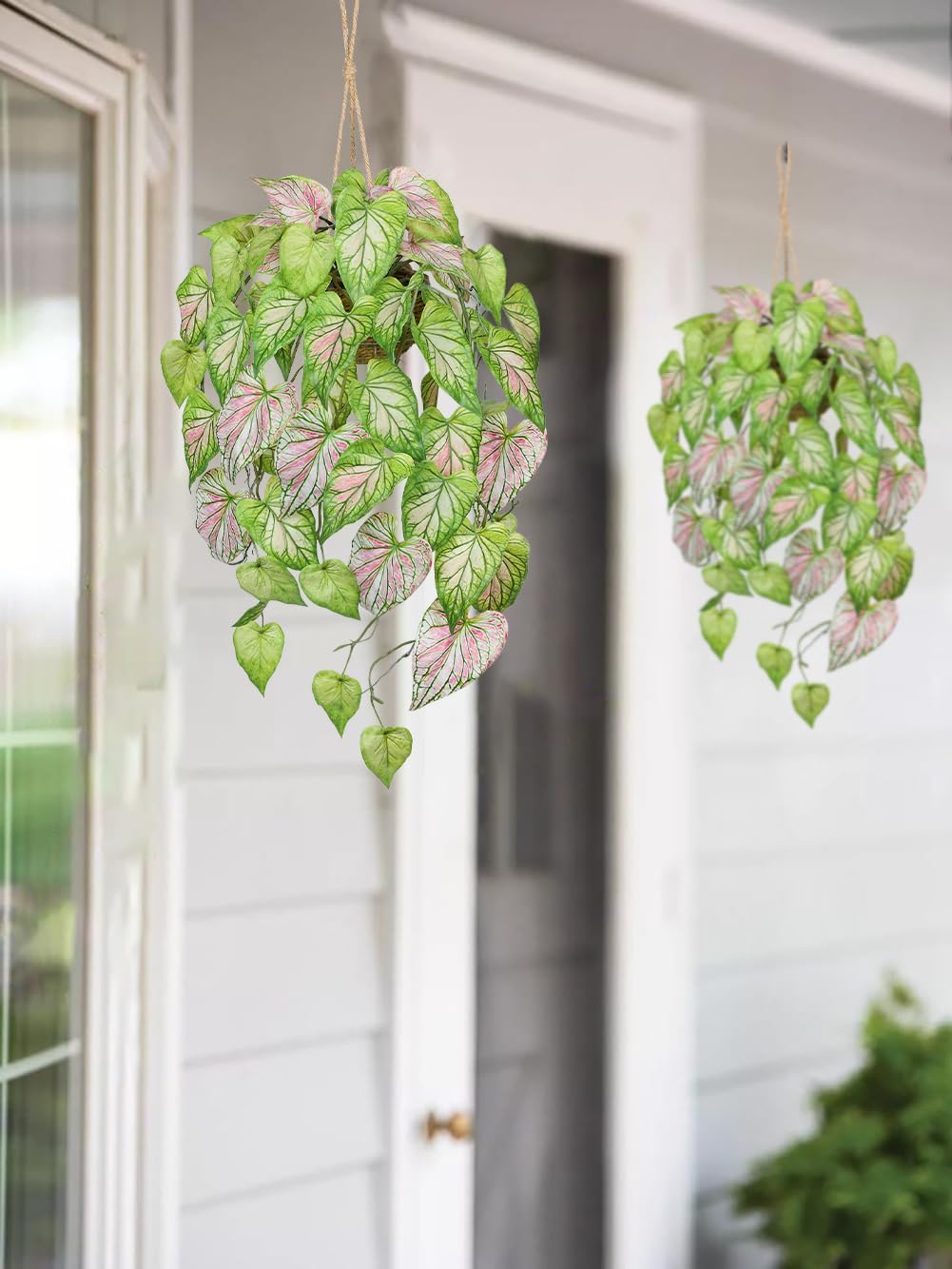 Large Fake Hanging Plants in Pot for Indoor & Outdoor, Long Artificial Hanging Pothos Plants Green