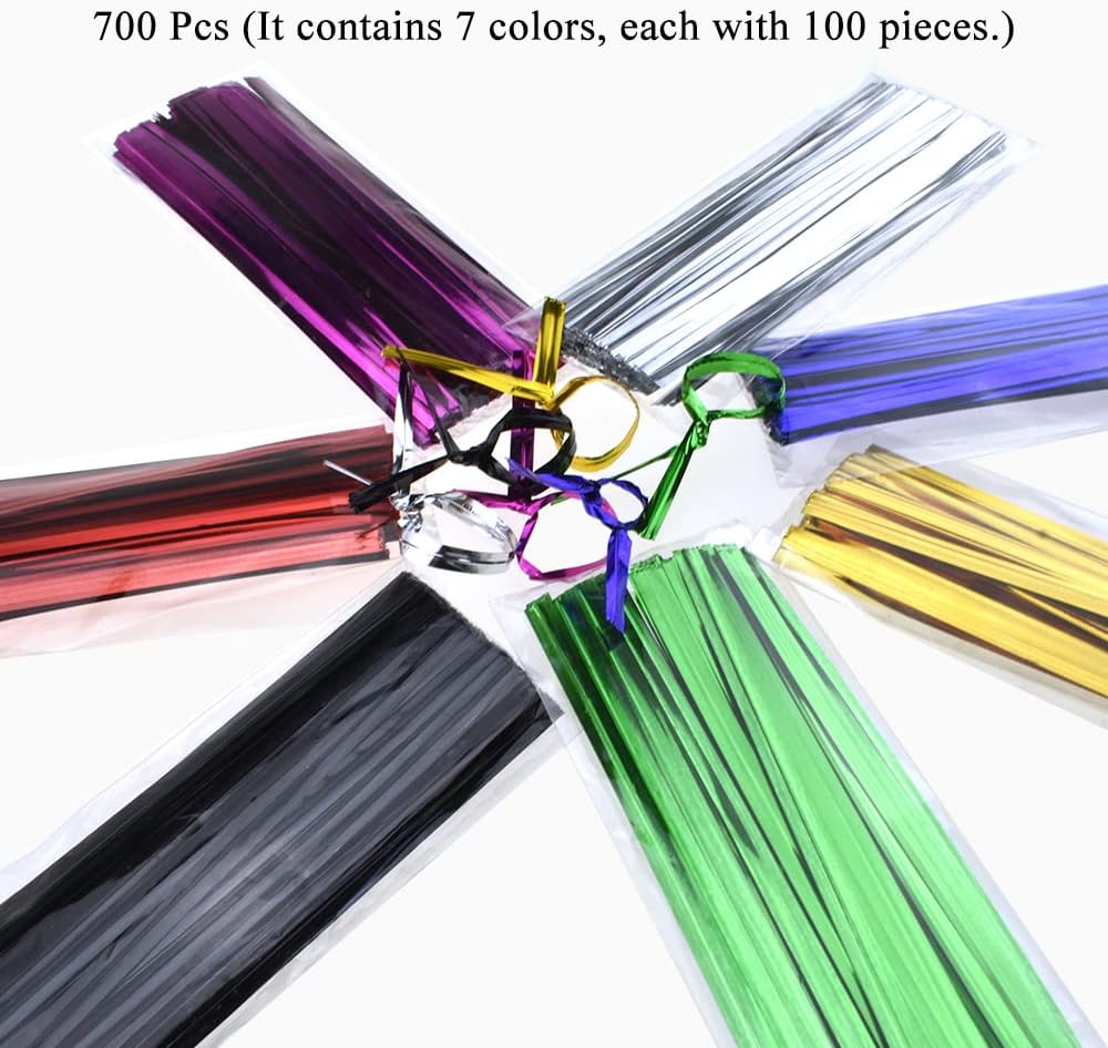 HAHIYO 700Pcs 4 inches 7 Colors Metal Twist Ties Bread Candy Coffee Bag Ties Plant Garden Twist