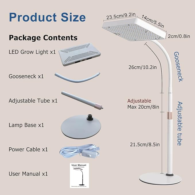 Tabletop Grow Light LED Full Spectrum UV IR, Veg Seed Starting Seedlings Bonsai Houseplant Plant