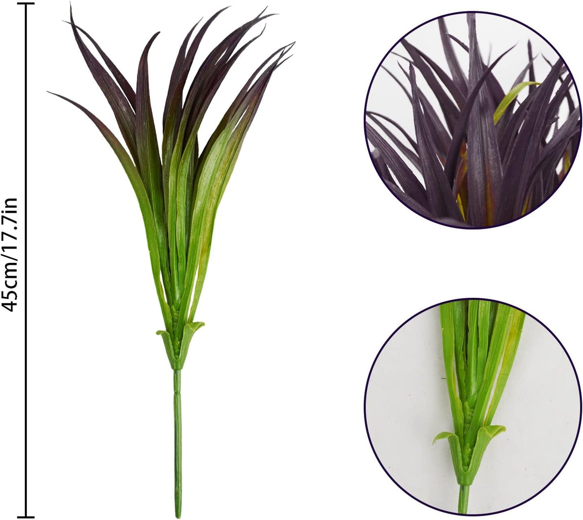 6Pcs Artificial Grass Fake Grass Plants 17.3in Outdoor Plants UV Resistant Faux Greenery Stems for