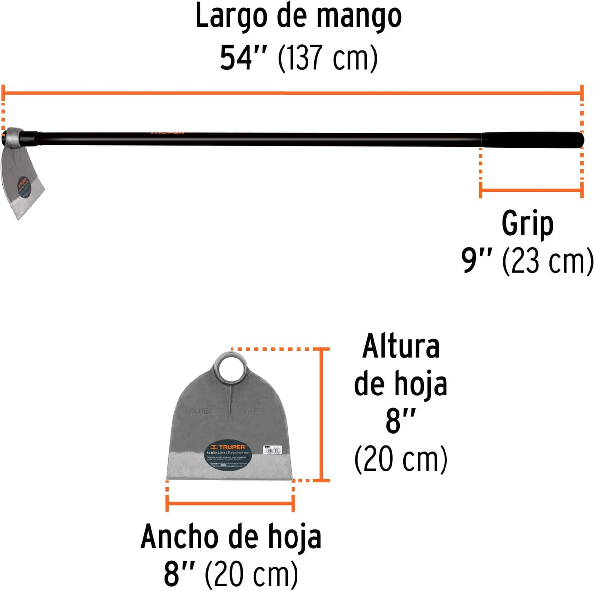 TRUPER AL-2M Round Eye Hoes w/ 54" Handle 1.7Lb (0.77Kg)
