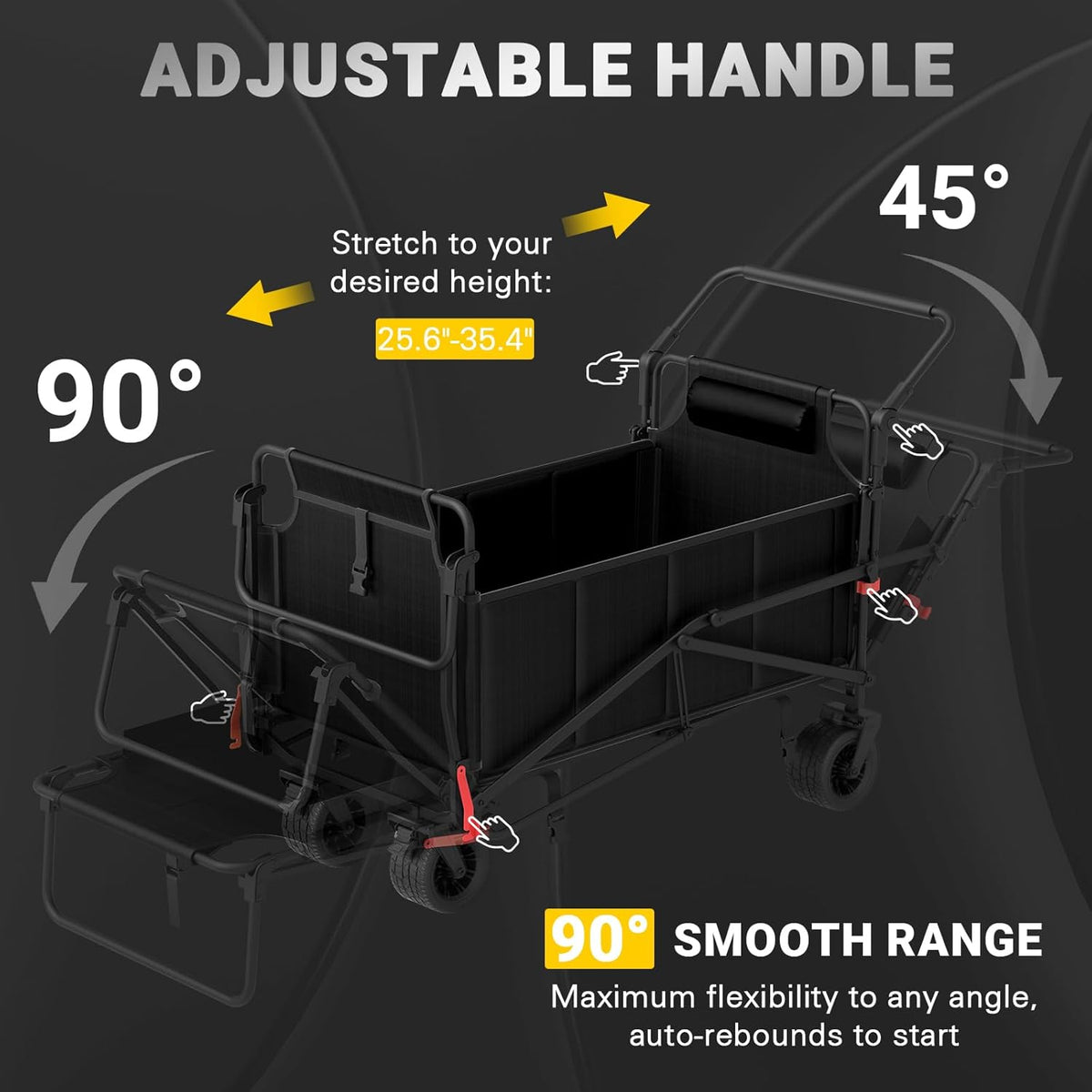 LEVELEVE Heavy Duty Folding Wagon - 2-in-1 Collapsible Cart, 650lb Capacity, All-Terrain Wheels