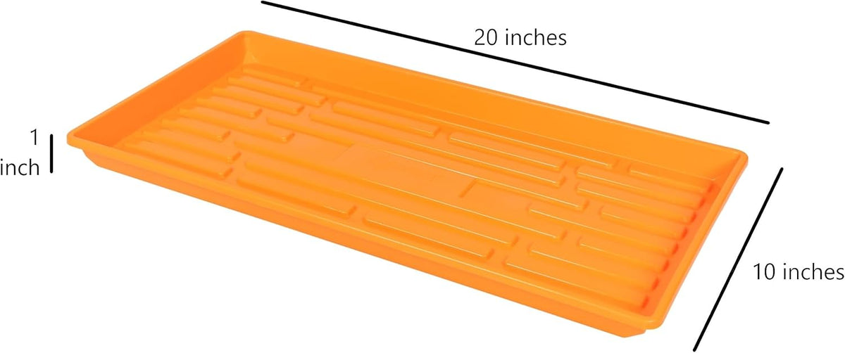 SUNPACK 10" x 20" Heavy Duty Shallow Plastic Seed Starting Tray, Orange, 1" (Pack of 10) - No