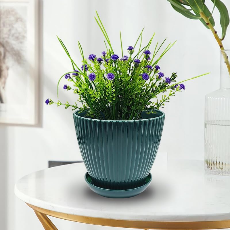 7.5/6.5/5.5/4.9/4.2/3.5 Inch Plant Pots with Saucers & Drain Holes - Indoor/Outdoor Flower Pots for