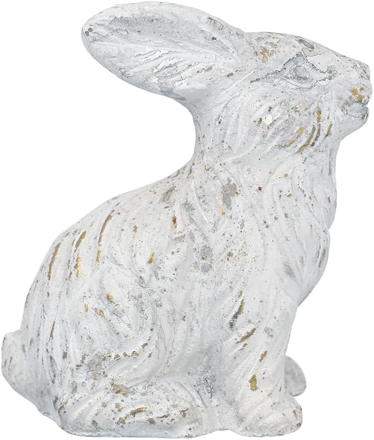 All Chic Bunny Decor Garden Statue White Rabbit Cement Rabbit Statue for Home Garden Indoor Outdoor