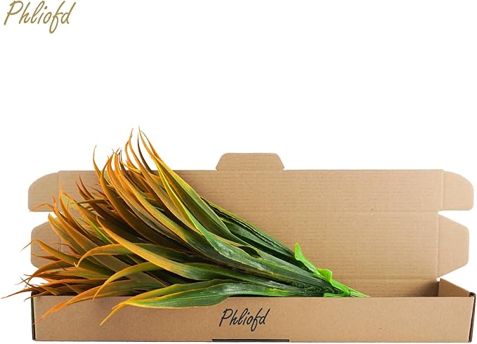 6Pcs Artificial Grass Fake Plants 17.3in Outdoor Plastic Plants UV Resistant Greenery Fake Grass