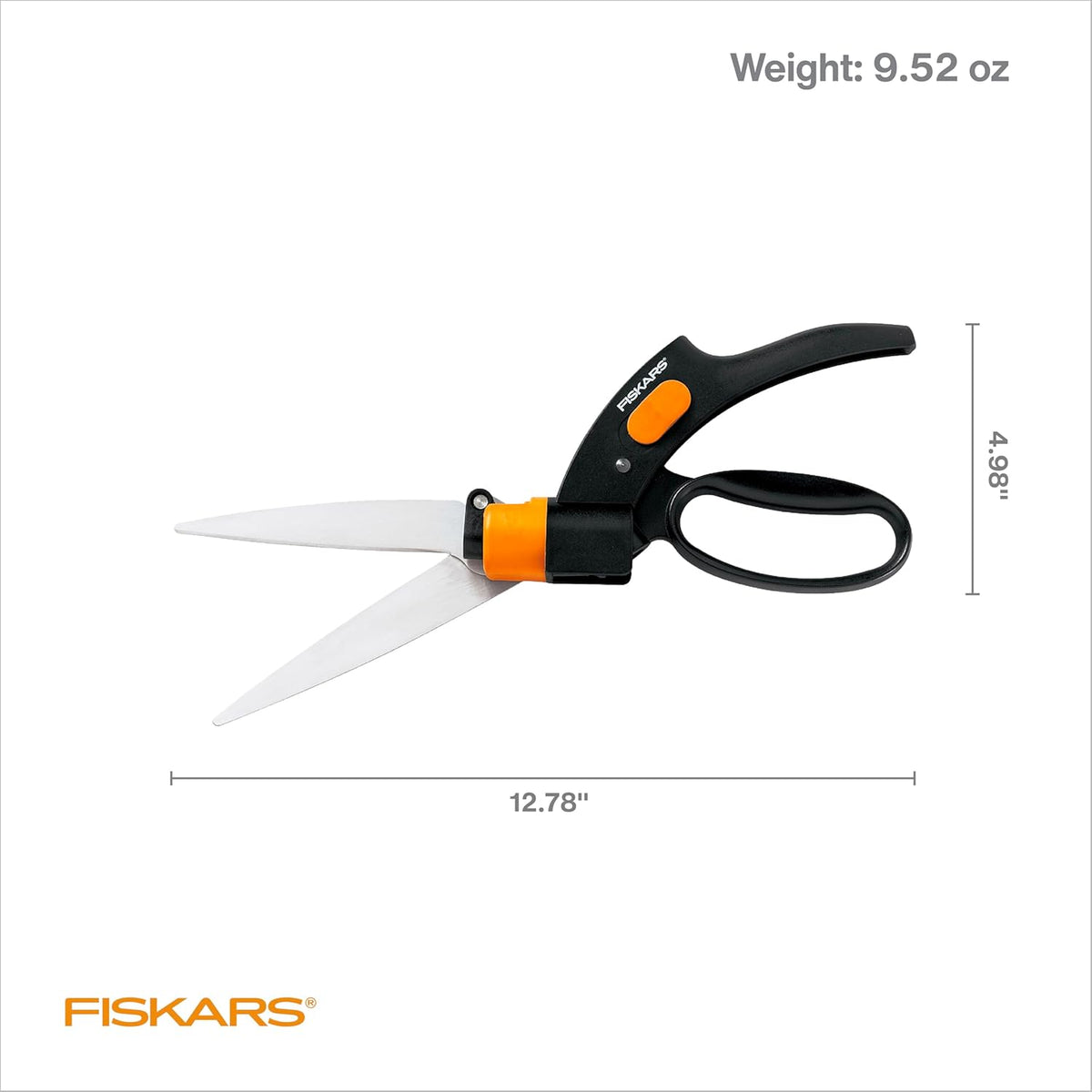 Fiskars Shear Ease Grass Shears - 5" Stainless Steel Blades - 360-Degree Swivel Blade Plant Cutting
