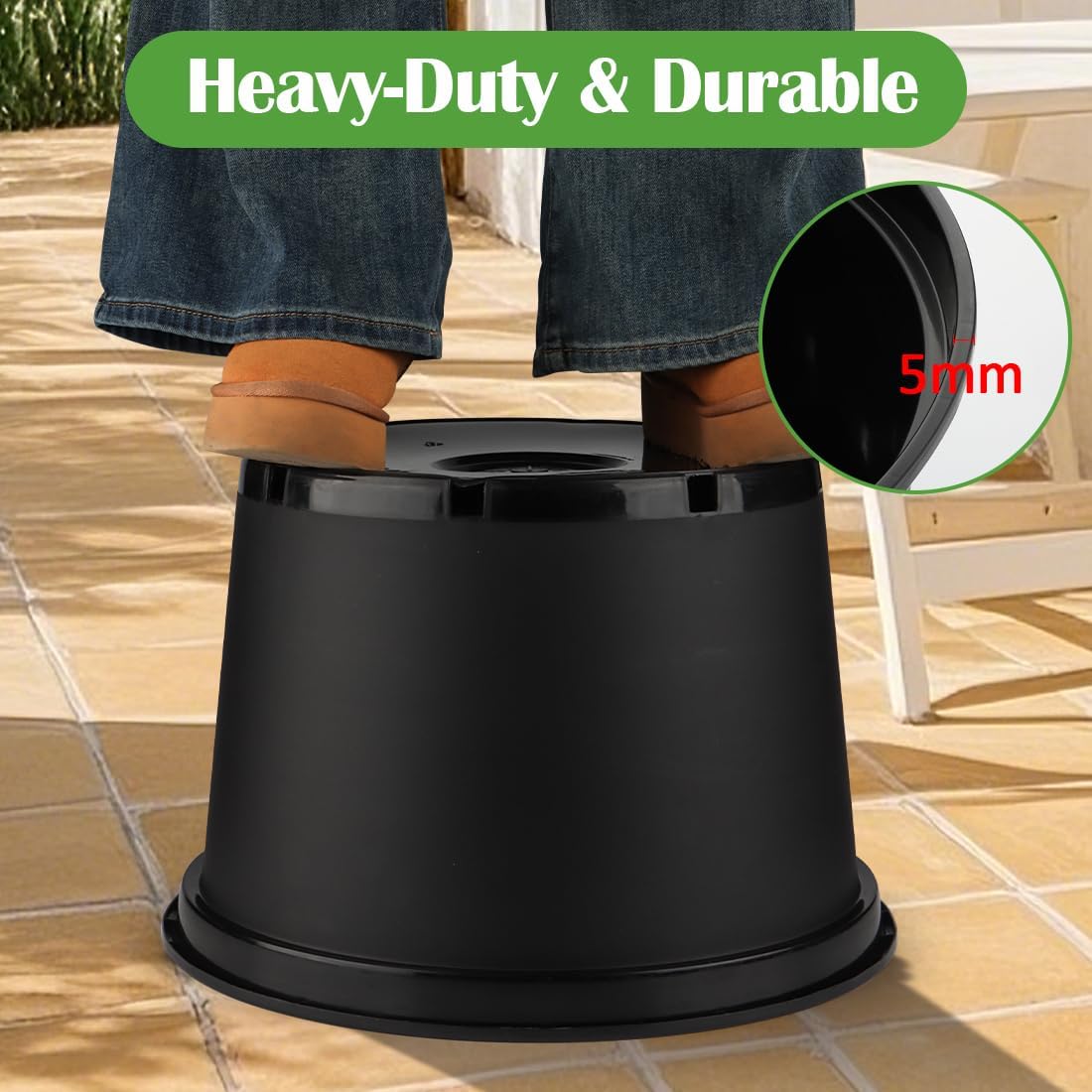 10 Gallon Plastic Nursery Pots, 16 Inch Round Plant Pots with Drainage Holes, 5 Pack Large Garden